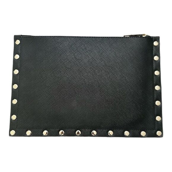 White House Black Market Floral Studded Wristlet Clutch Bag Black Pink Large - Picture 2 of 6